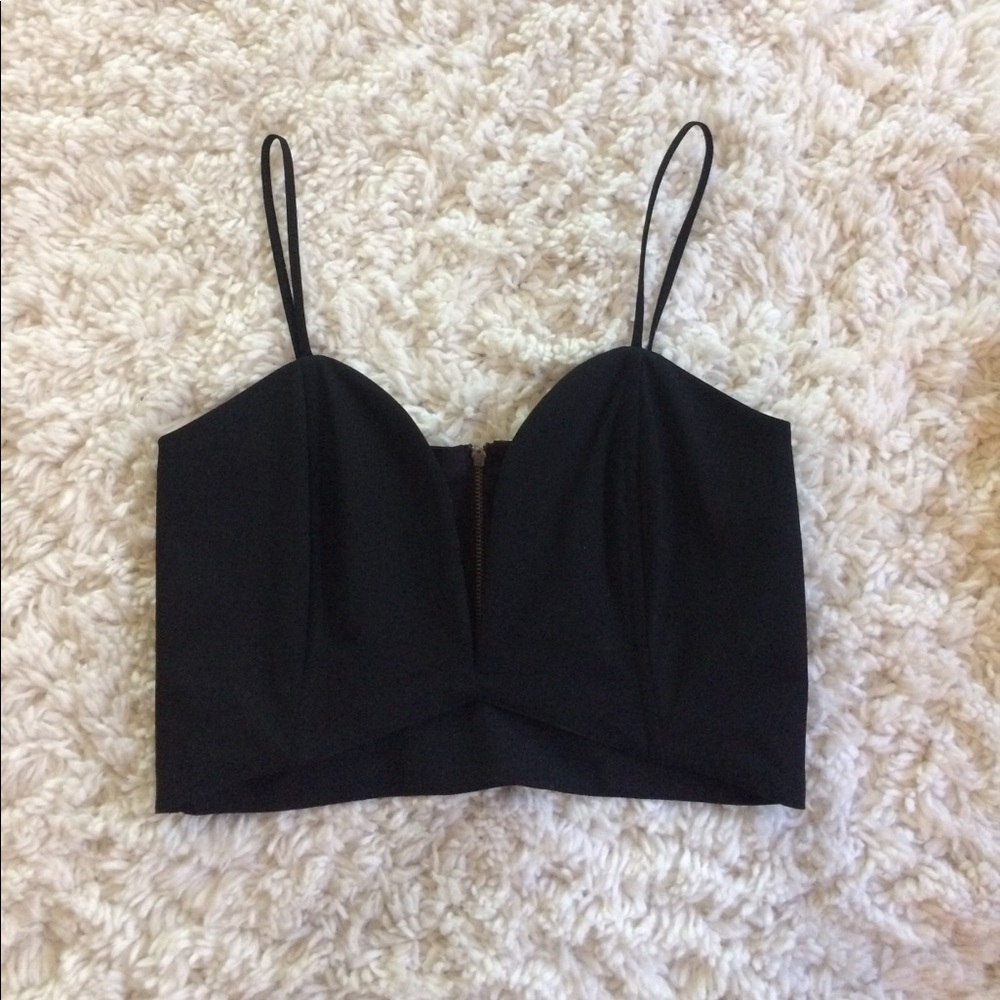Black crop top with deep plunge and cut out