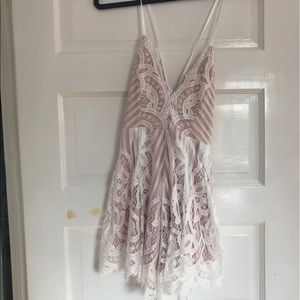 Pink lace romper with tags!