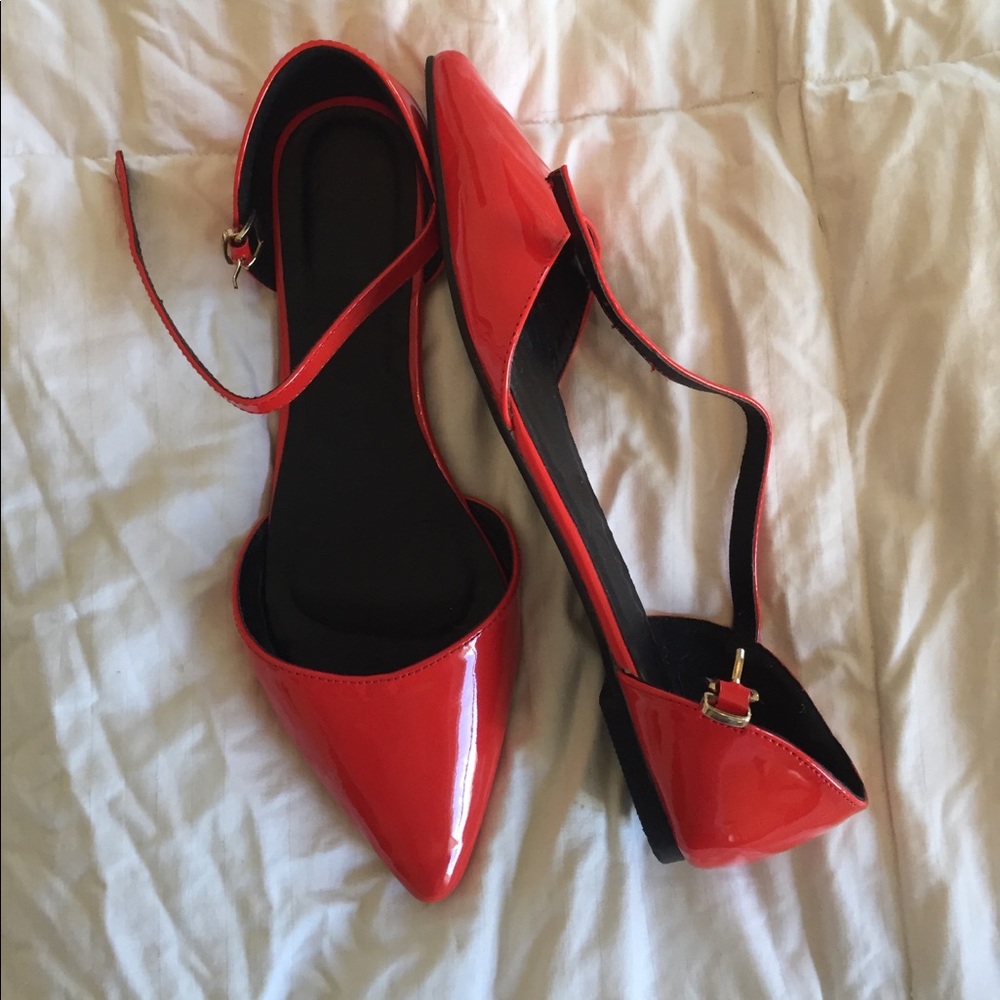 ASOS US size 10 Red Flats, never worn.