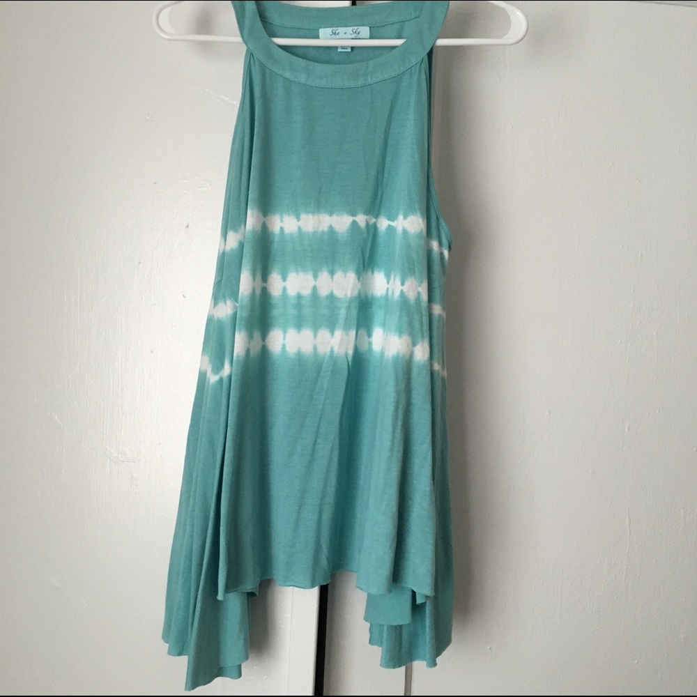 Teal tie-dye She + Sky Medium top