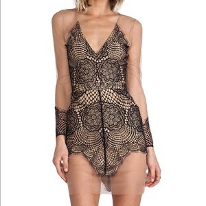 For Love & Lemons Antigua Mini Dress in Black