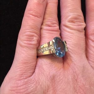 Blue w/6 diamonds on each side( costume jewelry)