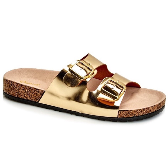 2 LEFT Qupid Gold Sandals - Picture 2 of 3