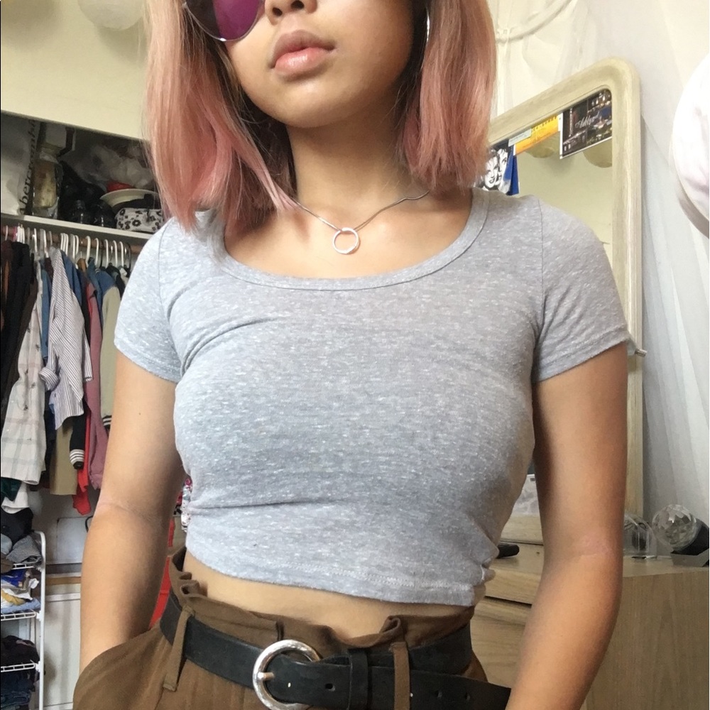 Grey Short sleeve Crop top