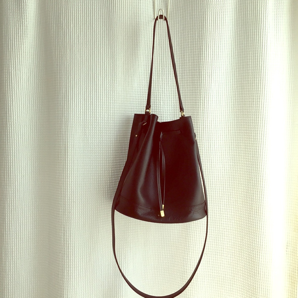 Lauren black "Debby" leather drawstring bucket bag
