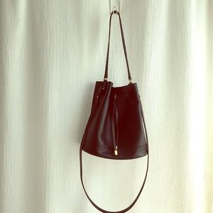 Lauren black "Debby" leather drawstring bucket bag