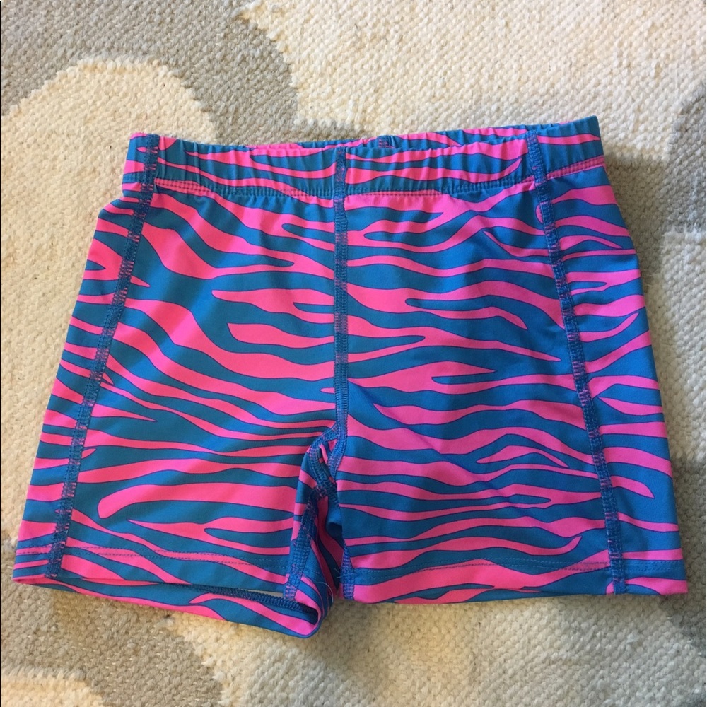 BCG pink/blue zebra fitted cheer/dance shorts