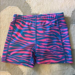 BCG pink/blue zebra fitted cheer/dance shorts