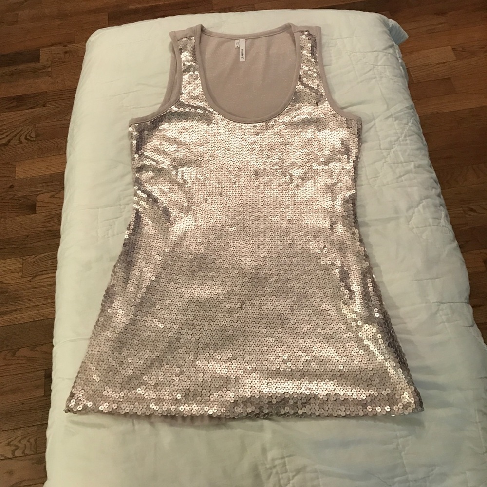 Light gray sequin tank top