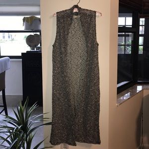 Sweater Sleeveless Long Blacknand White Size S