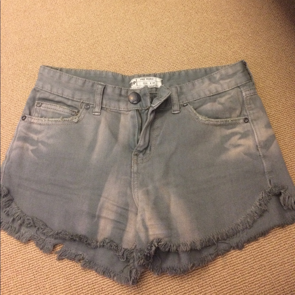 Free people high waisted green distressed shorts