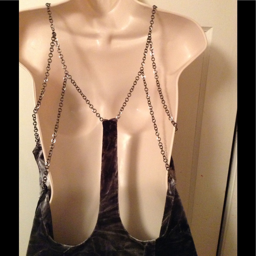 NWT Free People Nightcap Dress Velvet drape chain