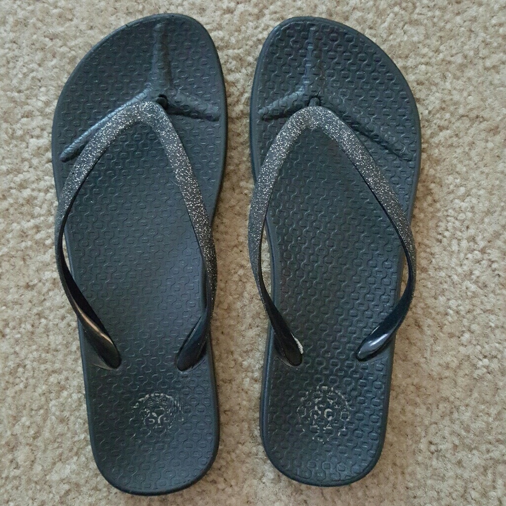Black flip flops