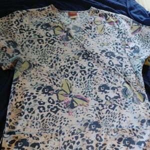 Cheetah print scrub top