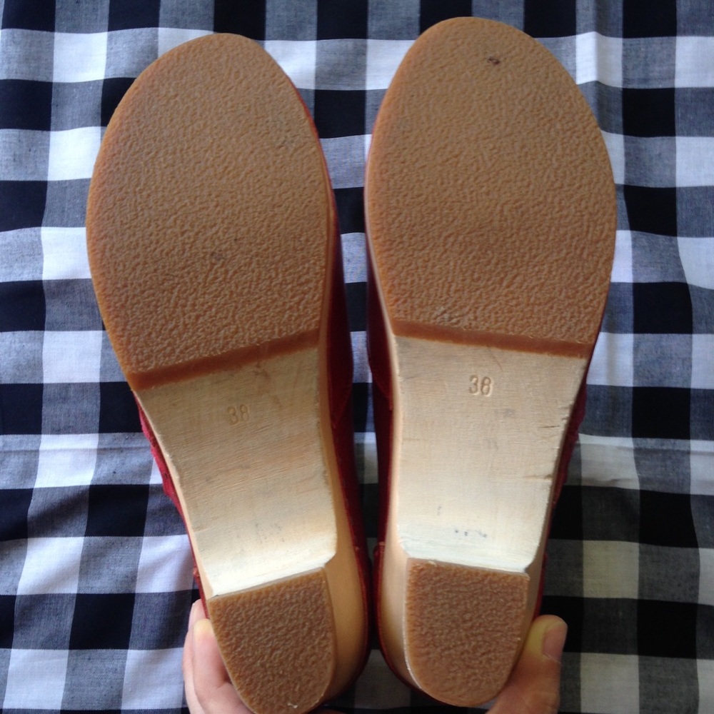 Swedish Hasbeens Victoria bootie boot red 38 clog - Picture 4 of 8