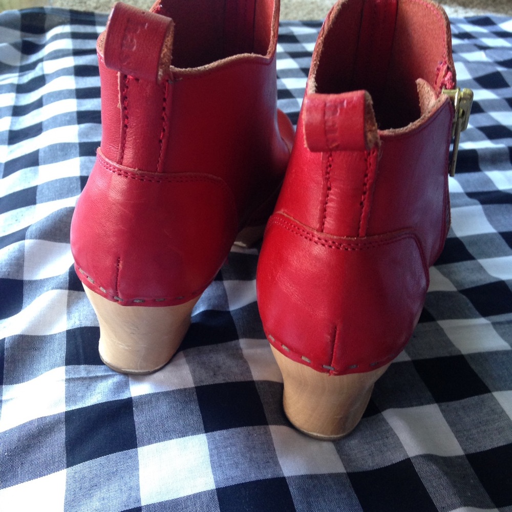 Swedish Hasbeens Victoria bootie boot red 38 clog - Picture 5 of 8