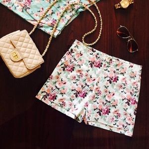 Floral white shorts