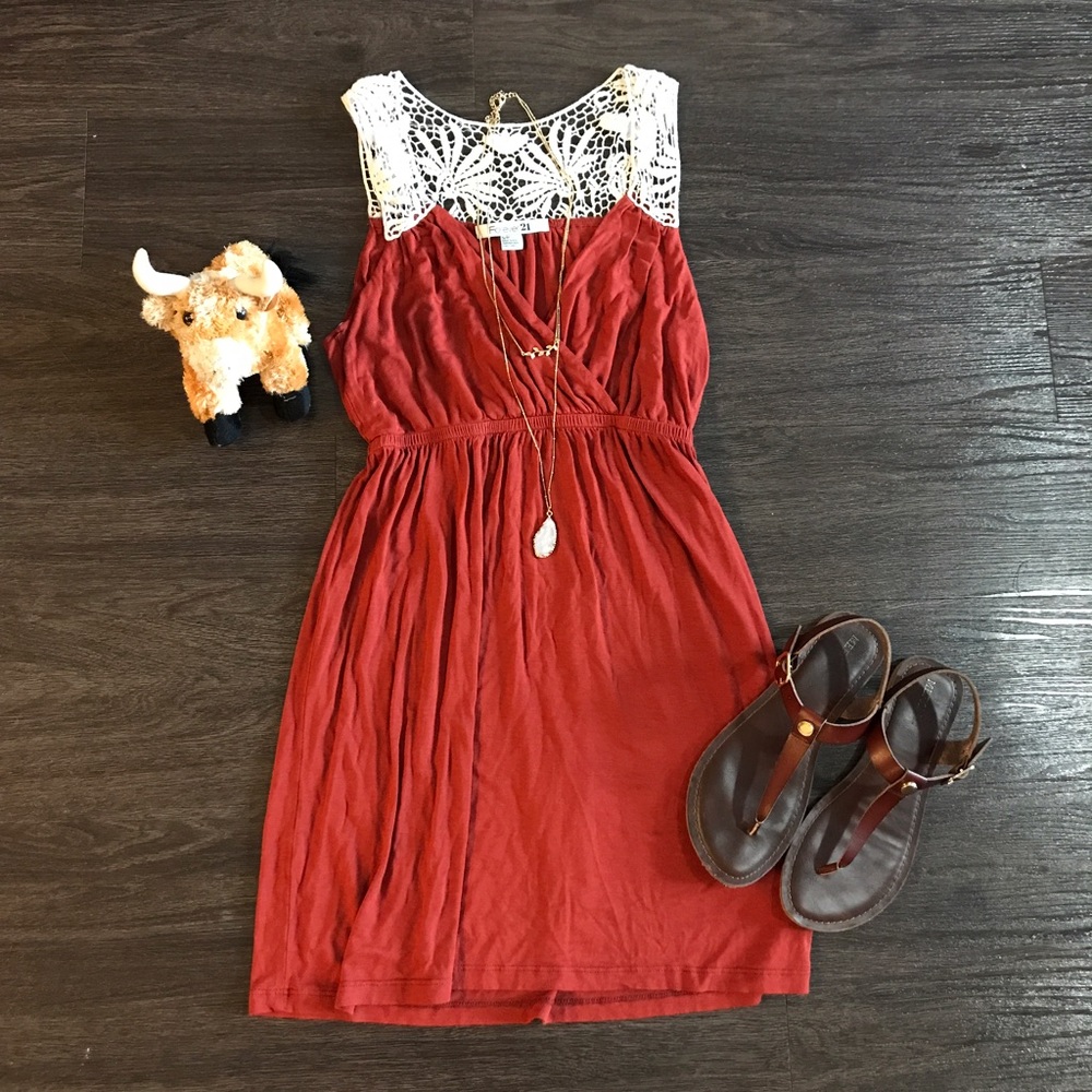 Burnt Orange Top Lace Dress