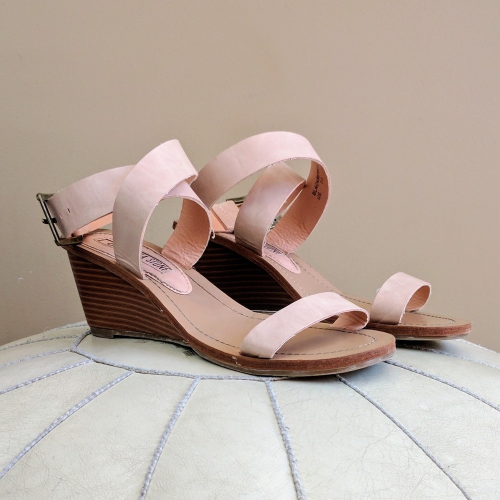 Leila Stone Blackberry Blush Strappy Wedge Sandals