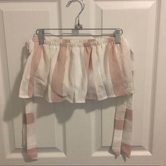 Pink + White Stripped Two Piece Romper Set - Picture 2 of 4