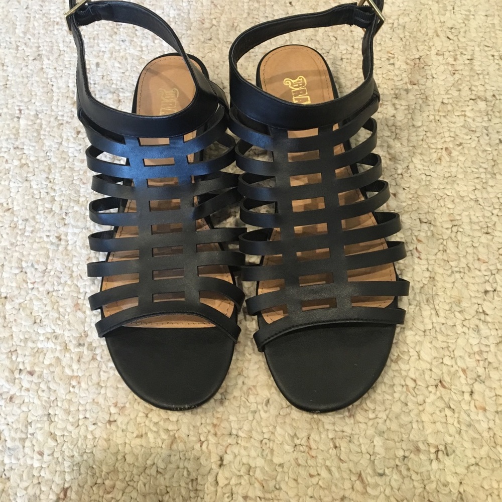 Black leather sandals