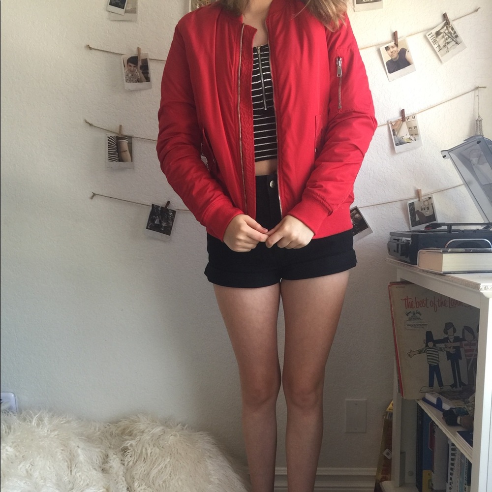 forever 21 red bomber jacket