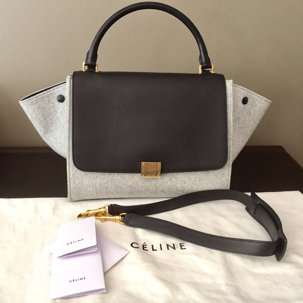 Celine Trapeze Grey Wool Felt