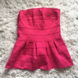 Pink Strapless Peplum Top