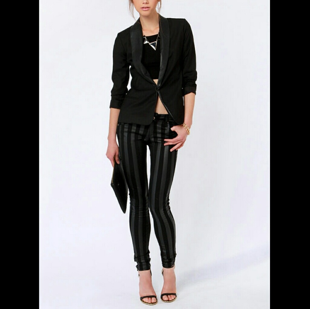 TRIPP NYC wide stripe black over black skinny jean