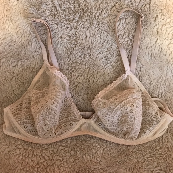 Free People Other - Free People Lace Triangle Nude Bra Size 36D