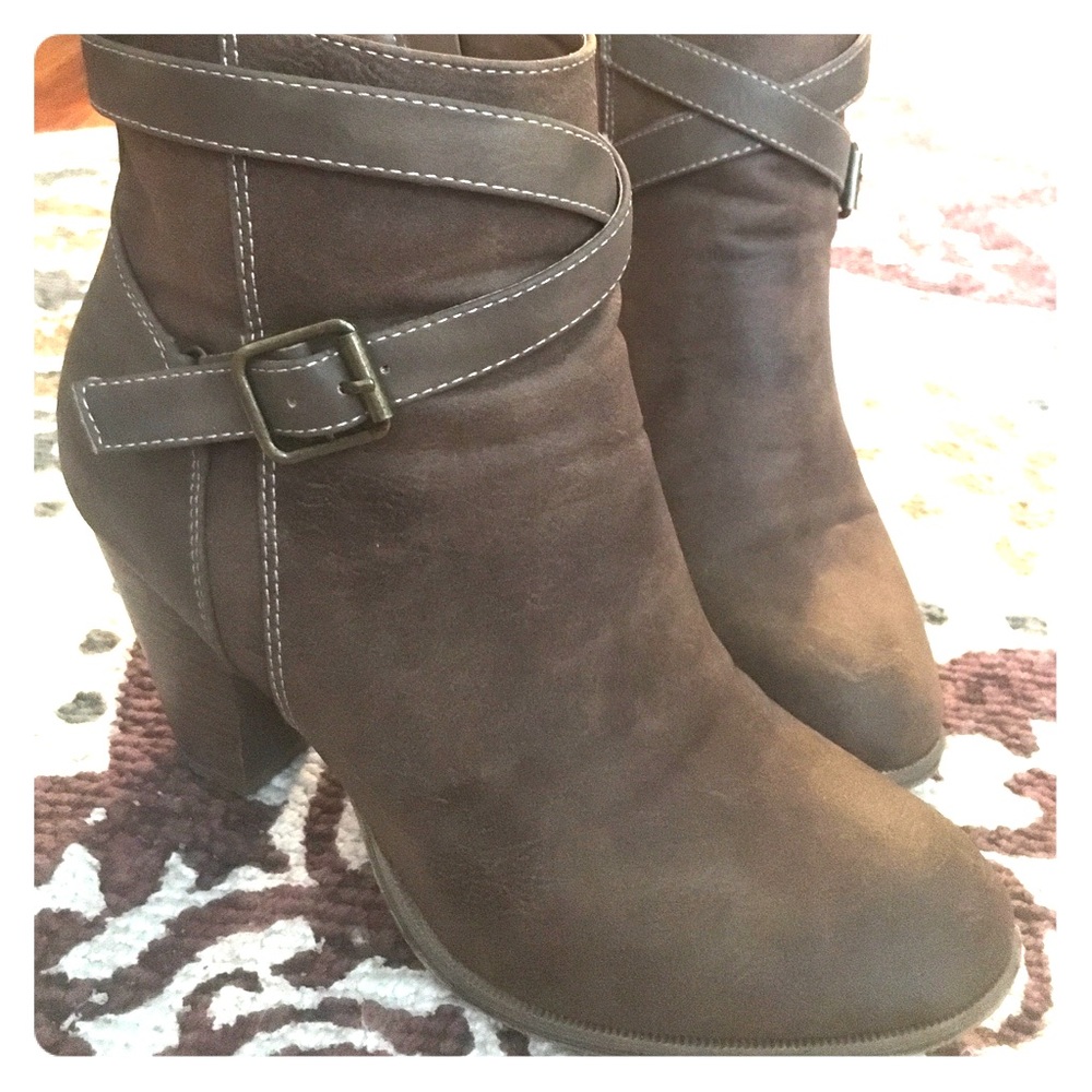 Brown heeled booties