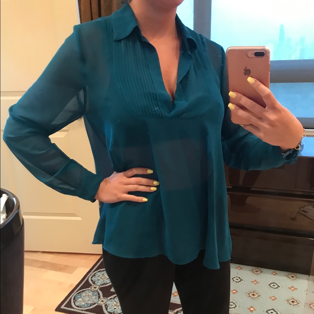 Free People Sheer Chiffon Teal Tunic size XS