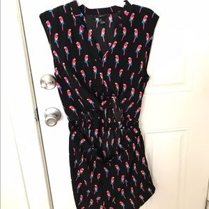 Forever 21 front tie black parrot romper