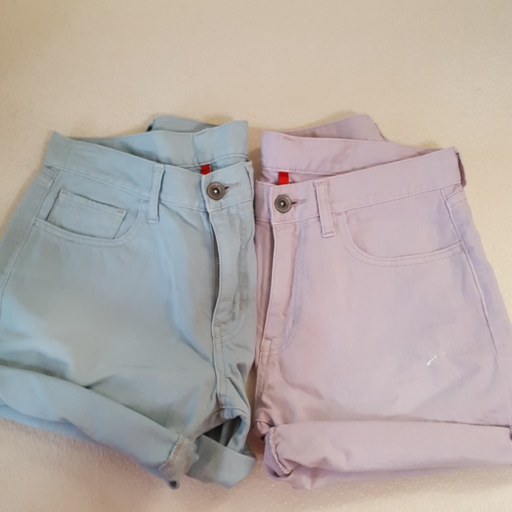 💜💙UNIQLO Pastel Paperbag Denim Shorts Size 25
