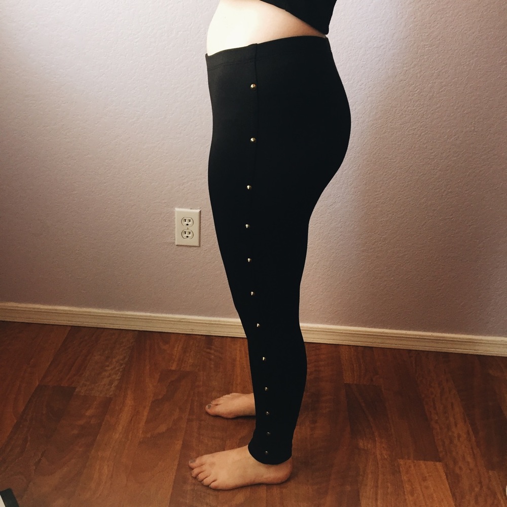 Black leggings with gold detailing