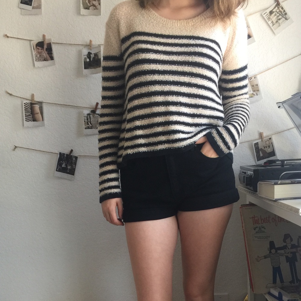 black & cream stripped BP sweater