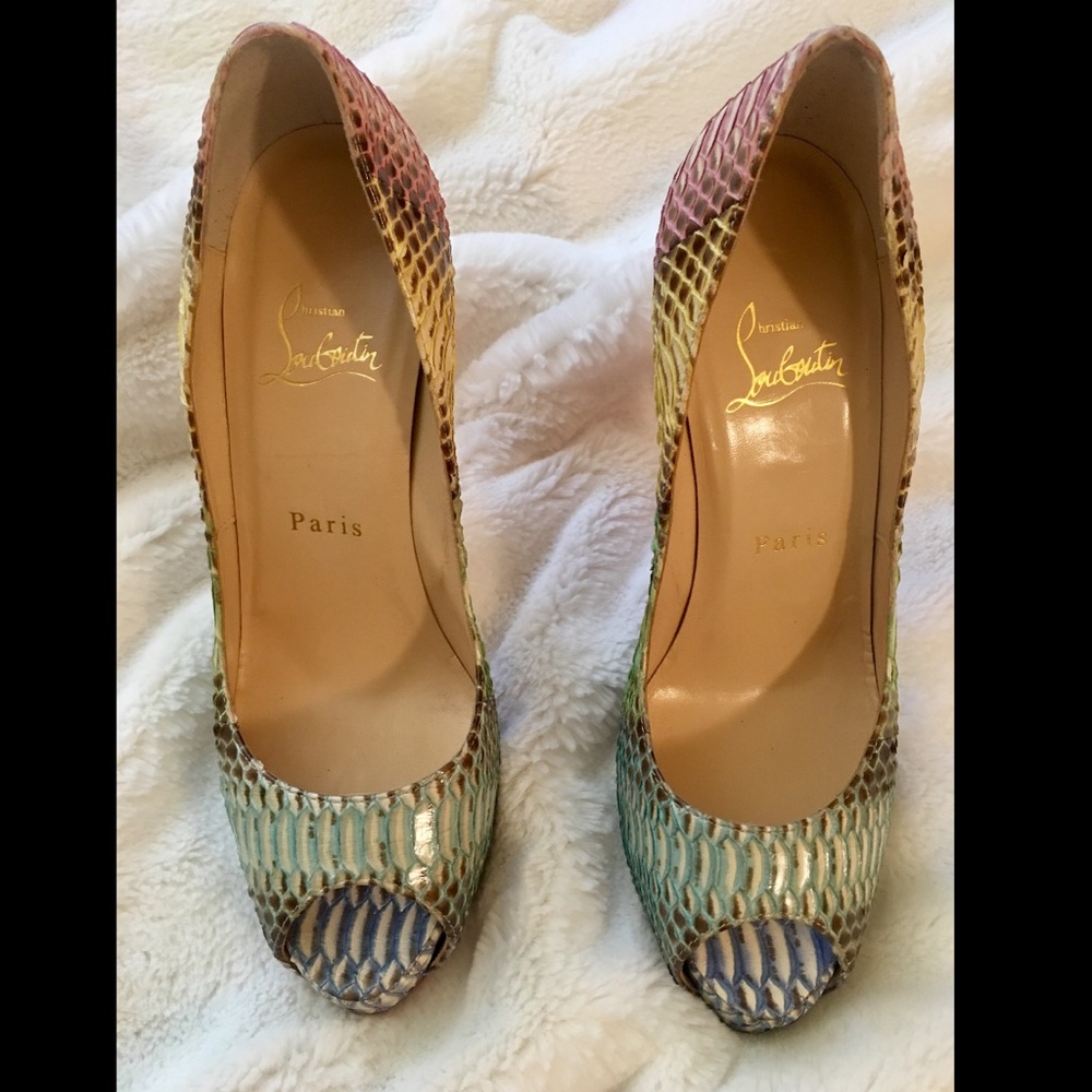 Rare Christian Louboutin Snakeskin Peeptoes