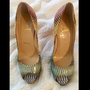 Rare Christian Louboutin Snakeskin Peeptoes
