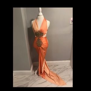 Light/ dark pink gown with jewel accents