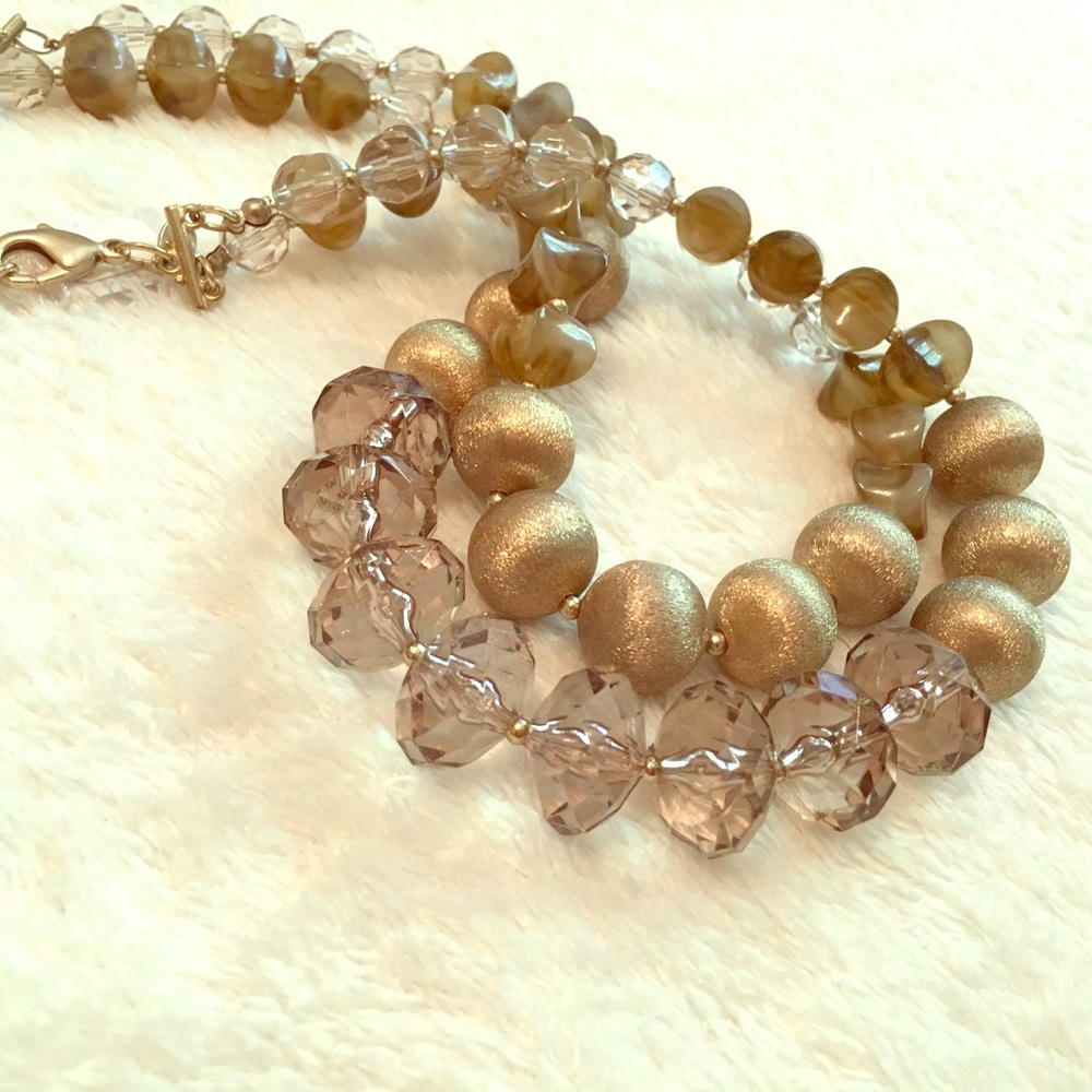 Chico's faux crystal and gold, glass bead necklace