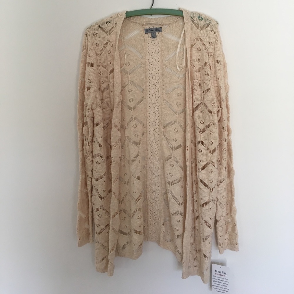 NWT Olivia Sky Open Cardigan Ivory Size M