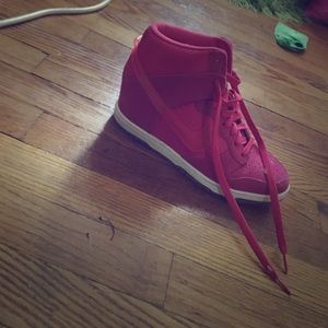 Pink Nike wedge sneakers