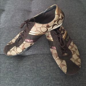 ✨SALE✨ brown, tan & gold COACH Sneakers