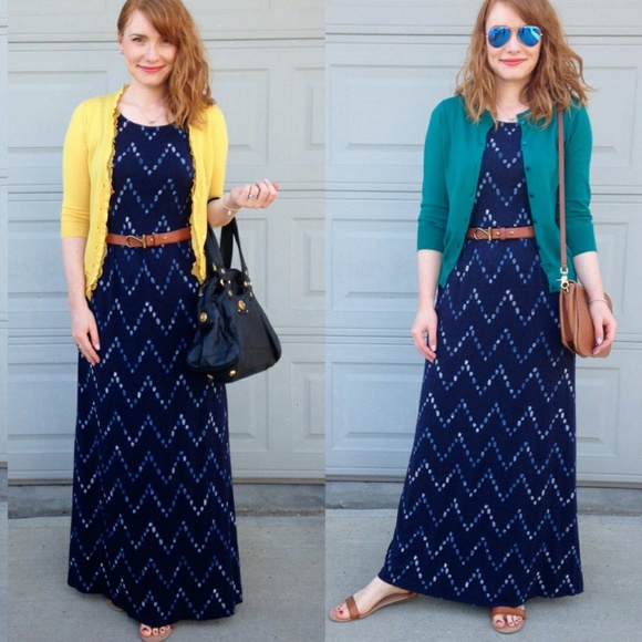Merona Dresses & Skirts - Merona Blue Chevron Maxi Dress
