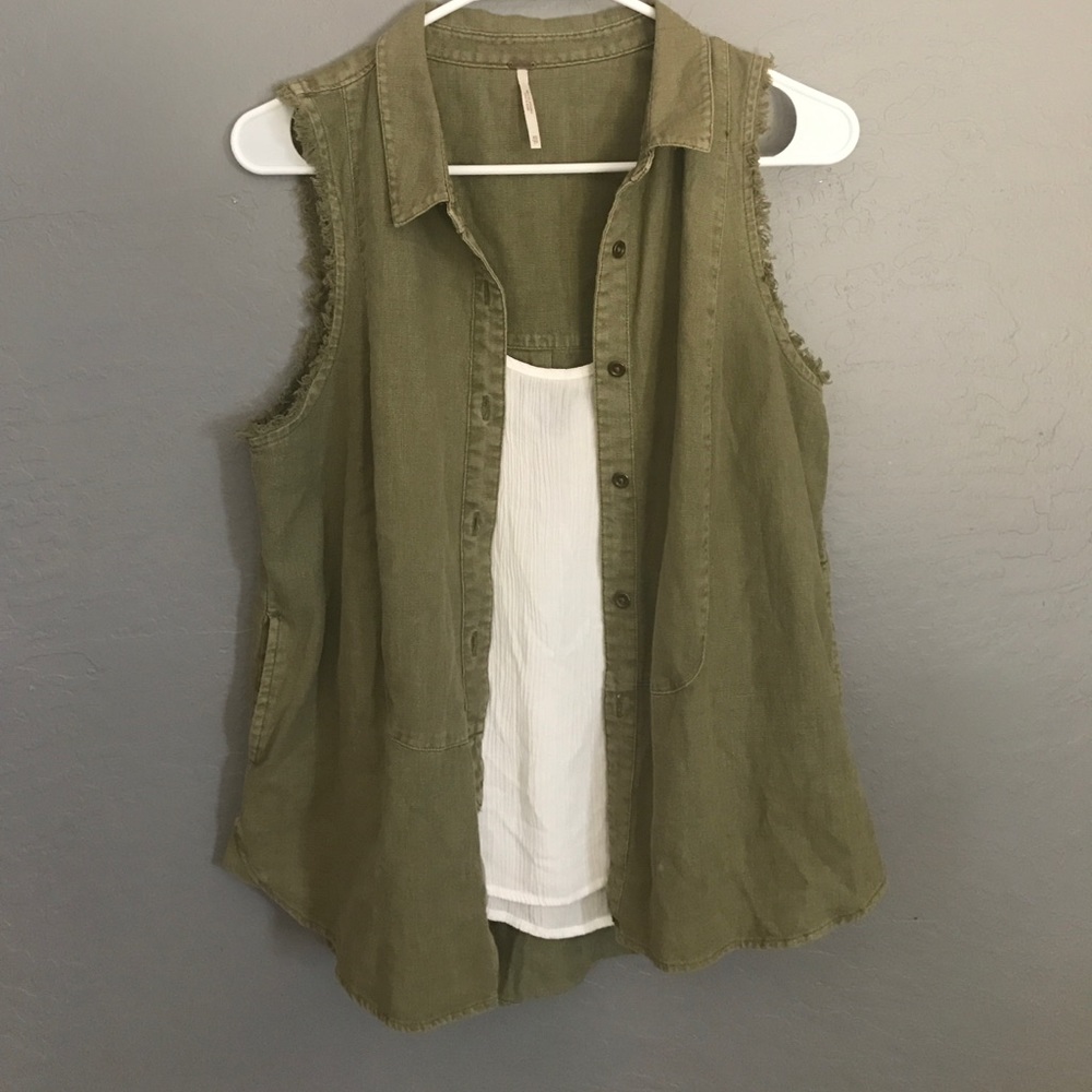 Free People Sleeveless Button Down