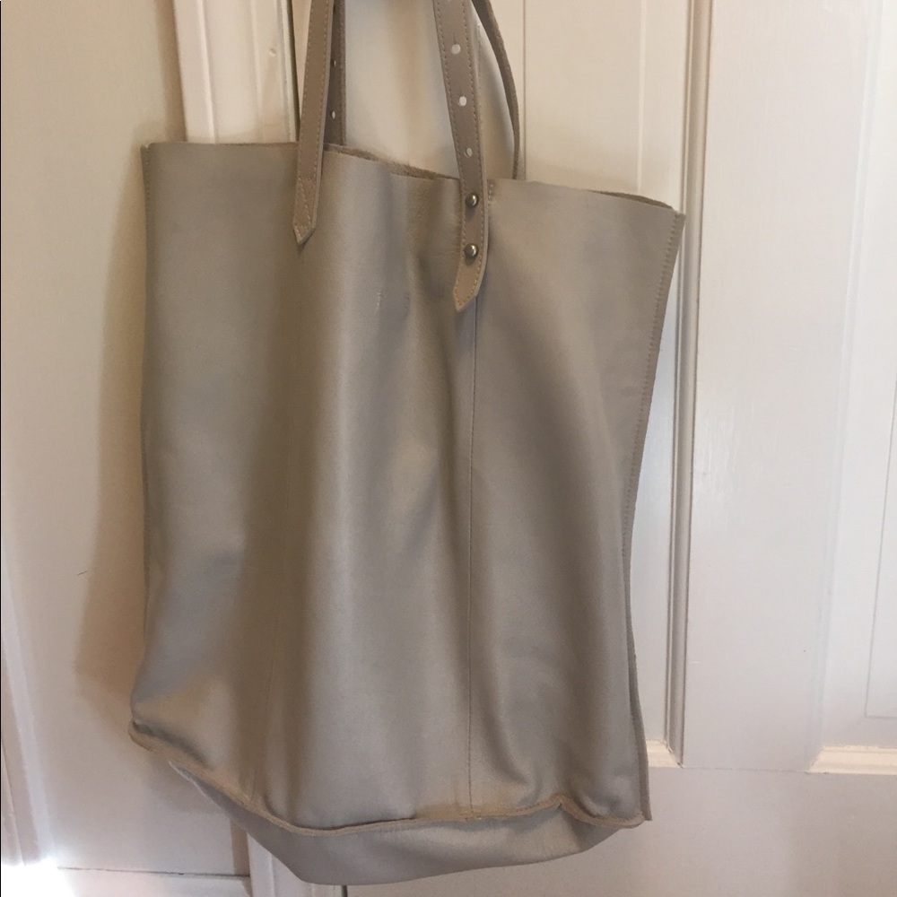 Madewell grey leather canvas tote