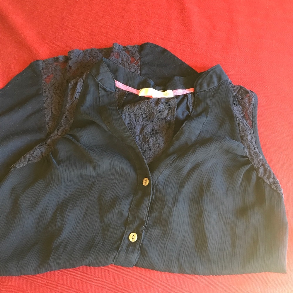 Blue lace sheer tank