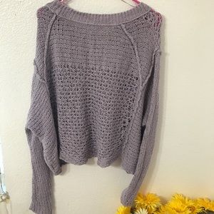 Free People Lavender Crotchet Sweater Pullover