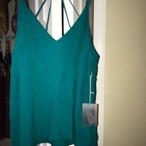 F21 teal v-neck strappy top with detailed back