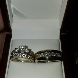 Diamond wedding rings for him and her